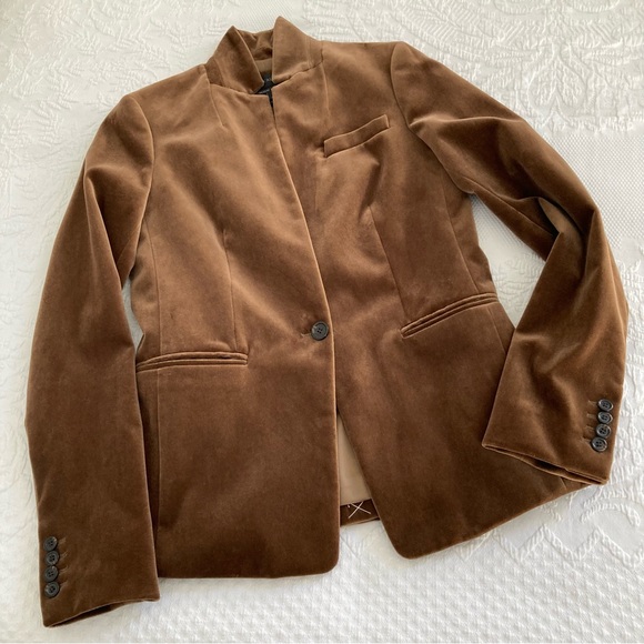 J Crew Regent blazer jacket velvet brown 4 tall, 4T